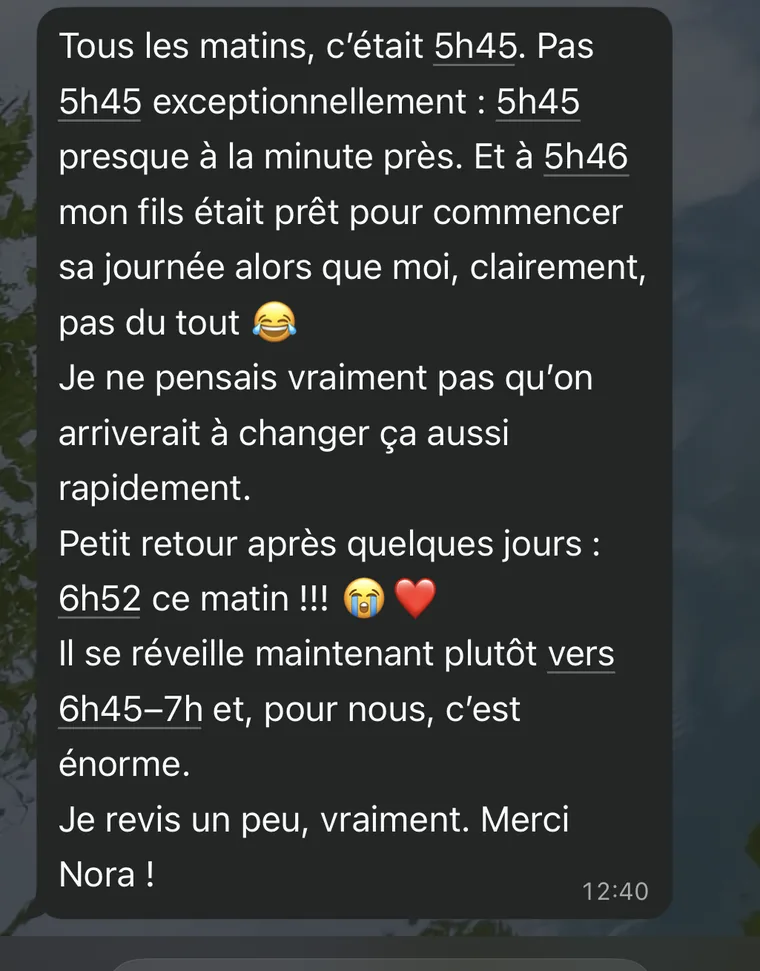 Message d'une maman : son fils de 3 ans se réveillait à 5h45 chaque matin, il se réveille maintenant vers 6h45 ou 7h